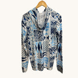 Adult Blue Tropical Kapa Dri Fit Hooded Long Sleeve Tee - Sweet Sweet Honey Hawaii