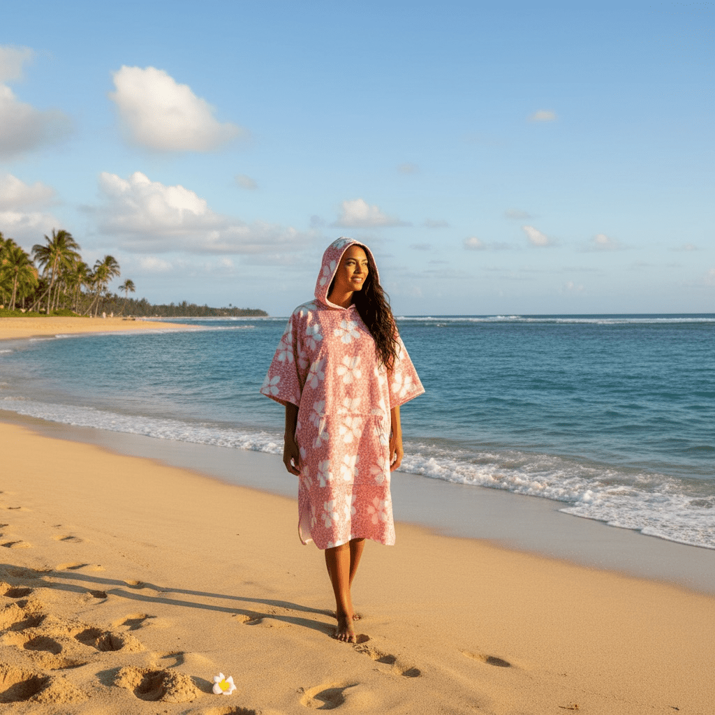Adult Cheetah Hibiscus Hooded Towel - Sweet Sweet Honey Hawaii