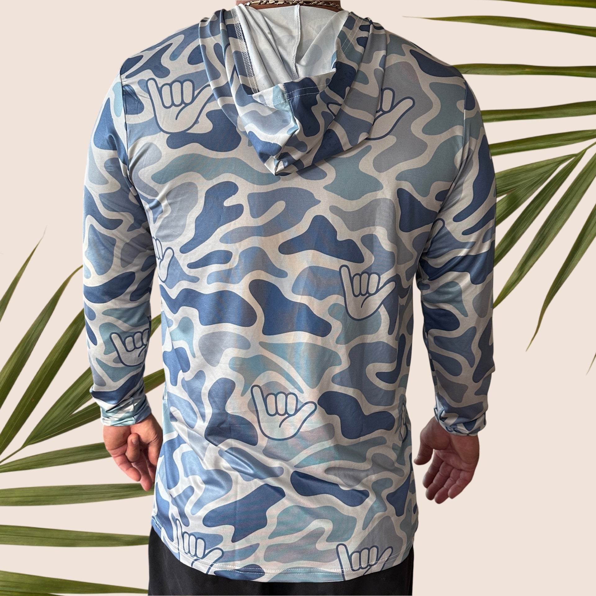 Adult Green Camo Mahi Mahi Dri Fit Hooded Long Sleeve Tee - Sweet Sweet Honey Hawaii