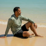 Adult Green Monstera Dri Fit Hooded Long Sleeve Tee - Sweet Sweet Honey Hawaii