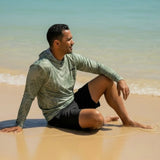 Adult Green Monstera Dri Fit Hooded Long Sleeve Tee - Sweet Sweet Honey Hawaii