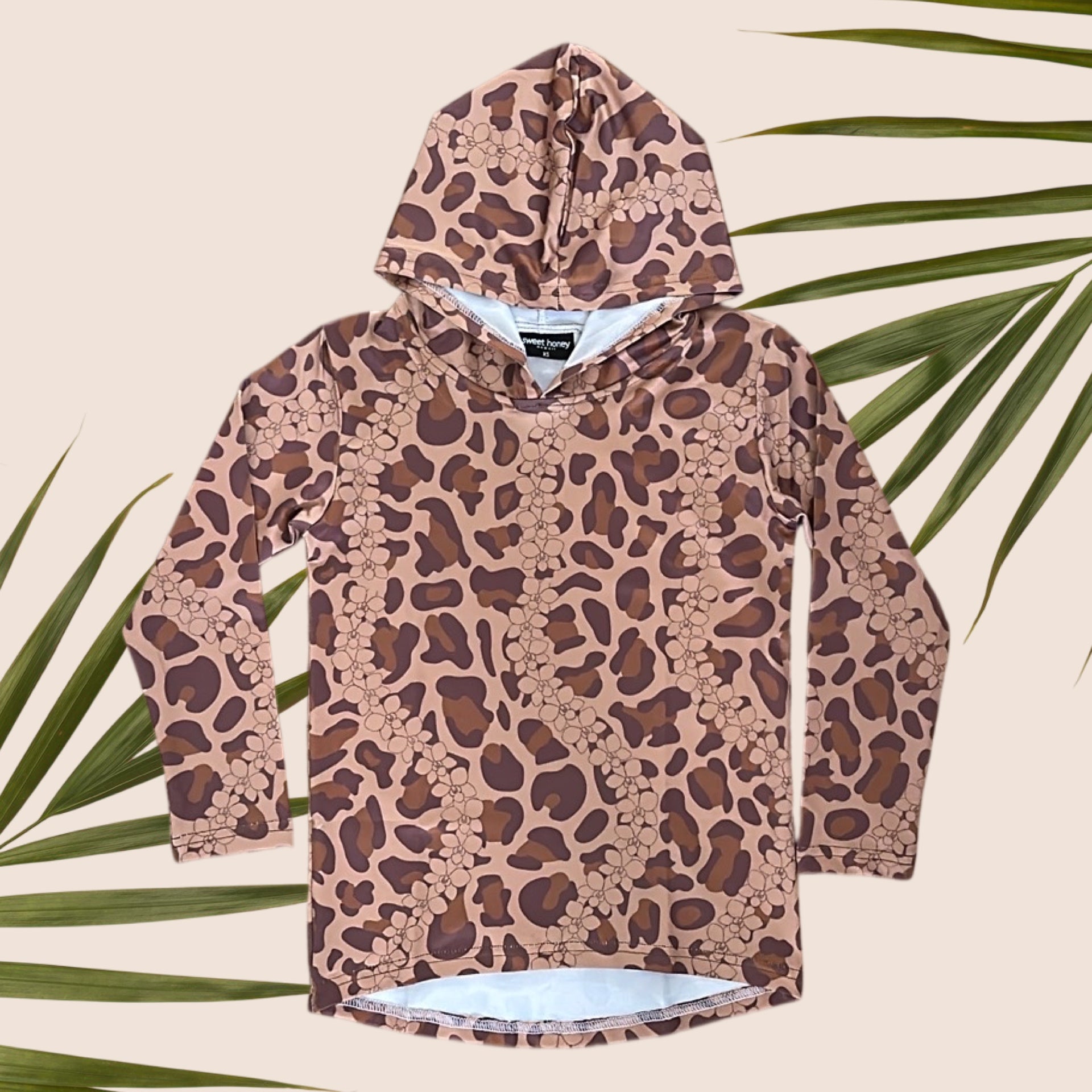 Adult Orchid Cheetah Dri Fit Hooded Long Sleeve Tee - Sweet Sweet Honey Hawaii