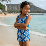 Blue Heritage Quilt Haleiwa Romper - Sweet Sweet Honey Hawaii