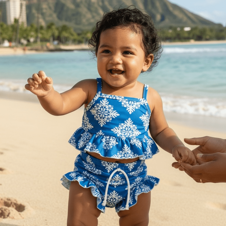 Blue Heritage Quilt Thin Strap Set - Sweet Sweet Honey Hawaii