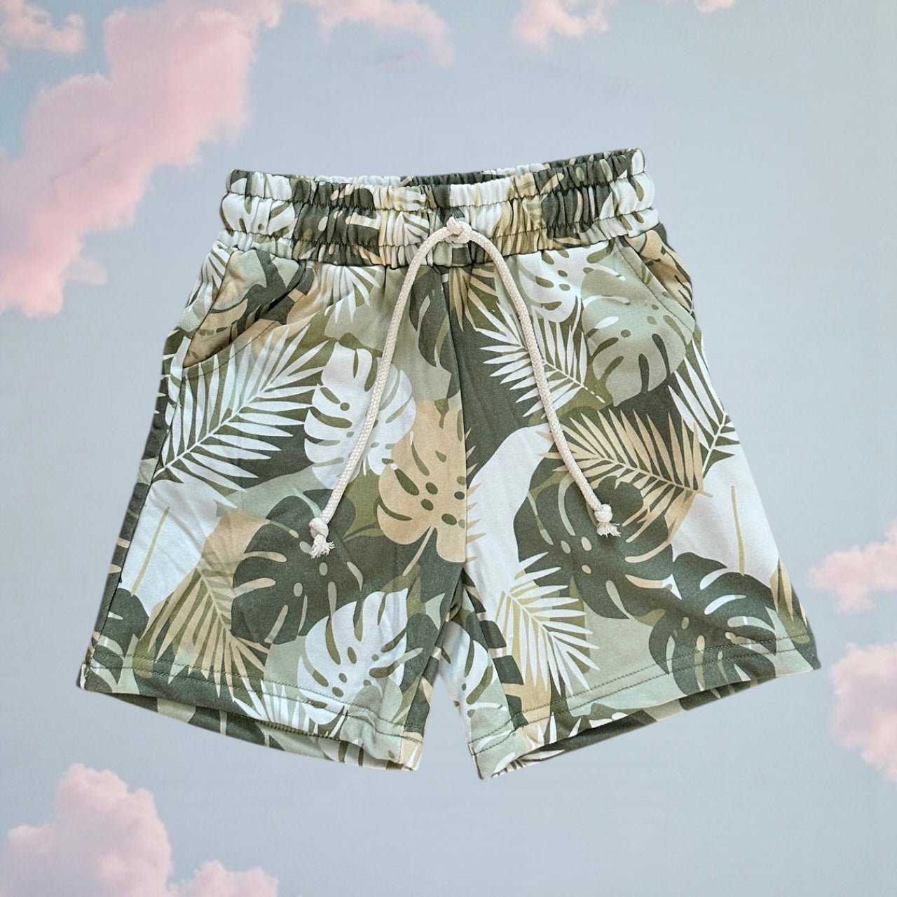Boy's Tropical Monstera Shorts - Sweet Sweet Honey Hawaii