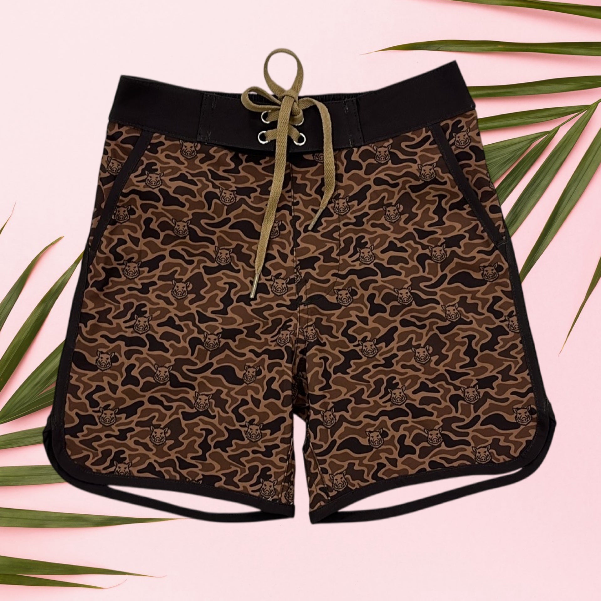 Brown Camo Boar Boys Boardies - Sweet Sweet Honey Hawaii