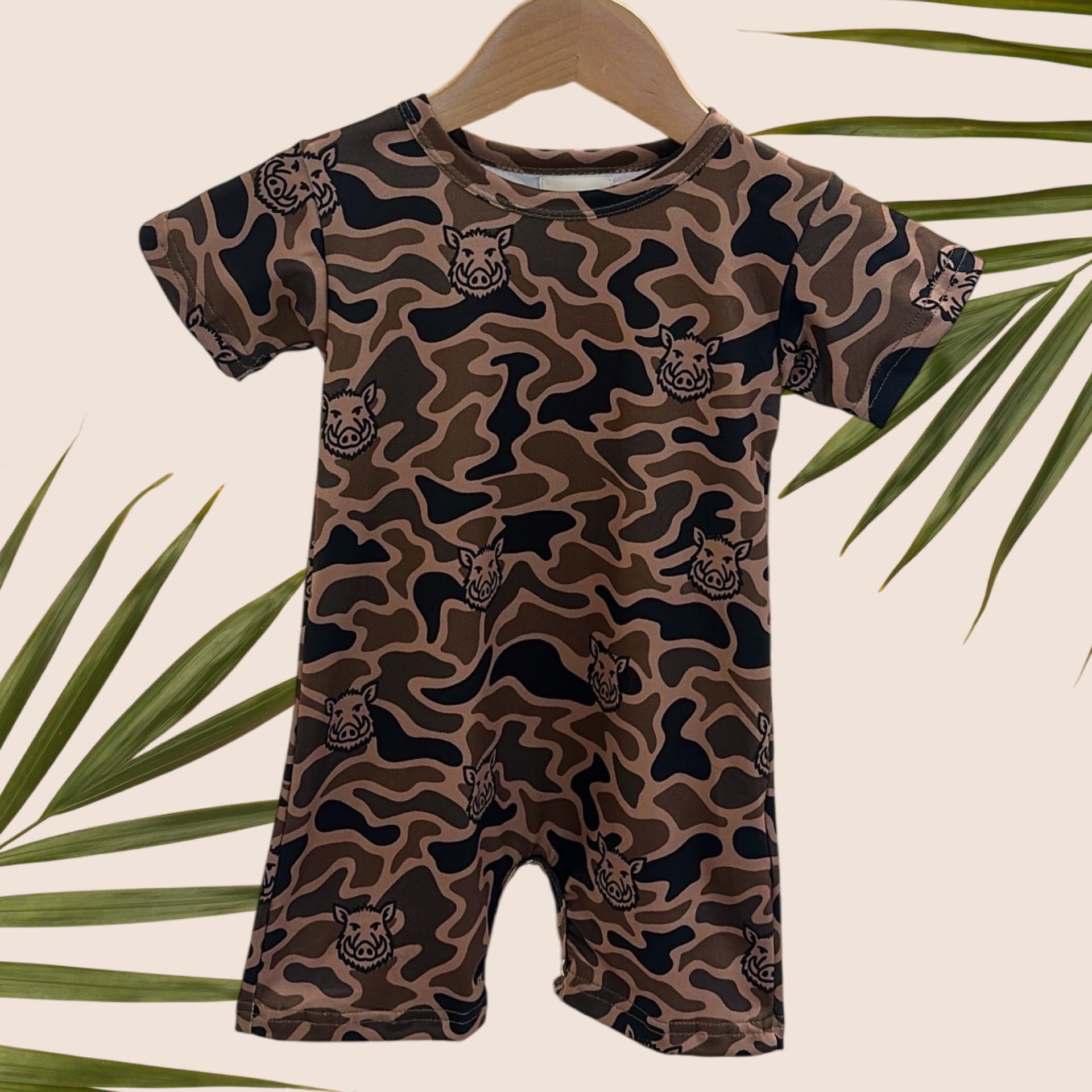 Brown Camo Boar T-Shirt Jumpsuit - Sweet Sweet Honey Hawaii