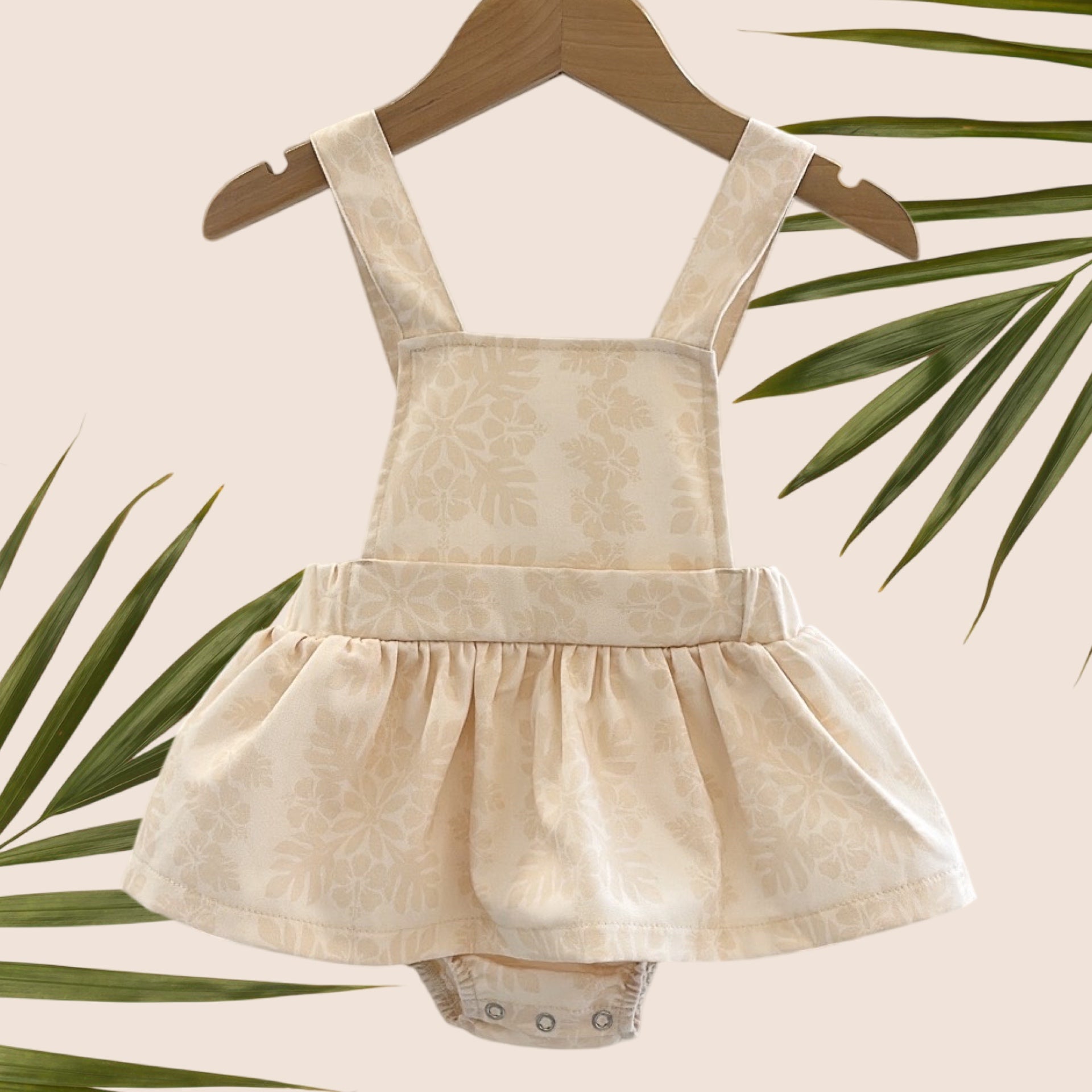 Cream Denim Quilt Ruffled Onesie - Sweet Sweet Honey Hawaii