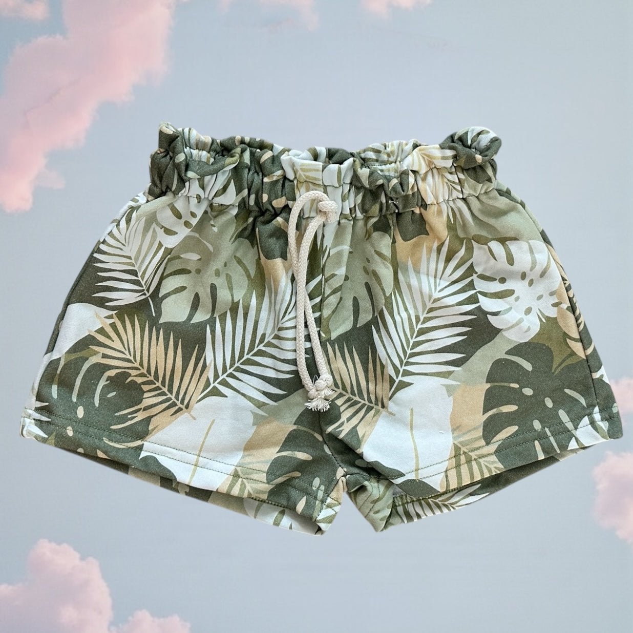 Girl's Tropical Monstera Shorts - Sweet Sweet Honey Hawaii