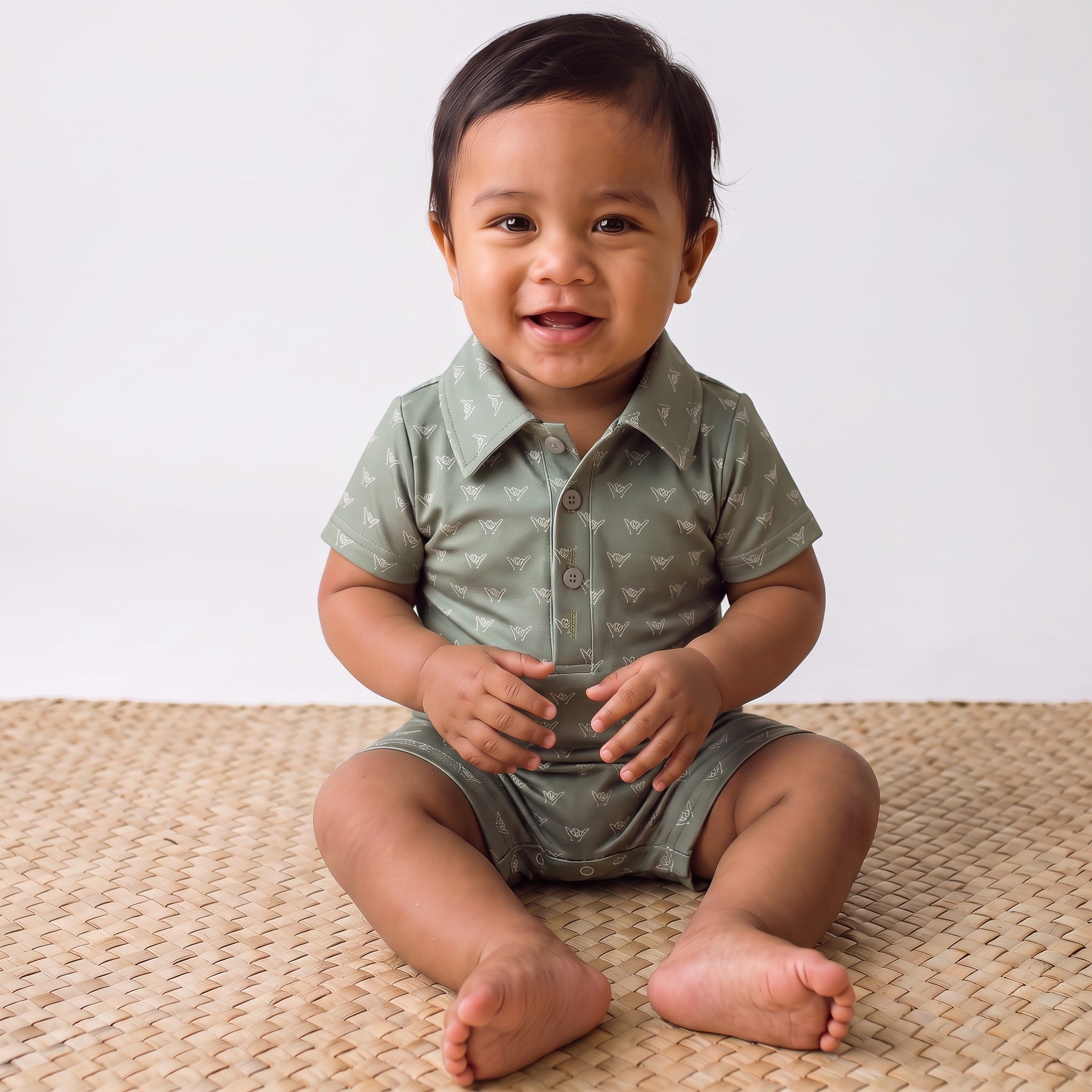 Green Shaka Collared Jumpsuit - Sweet Sweet Honey Hawaii