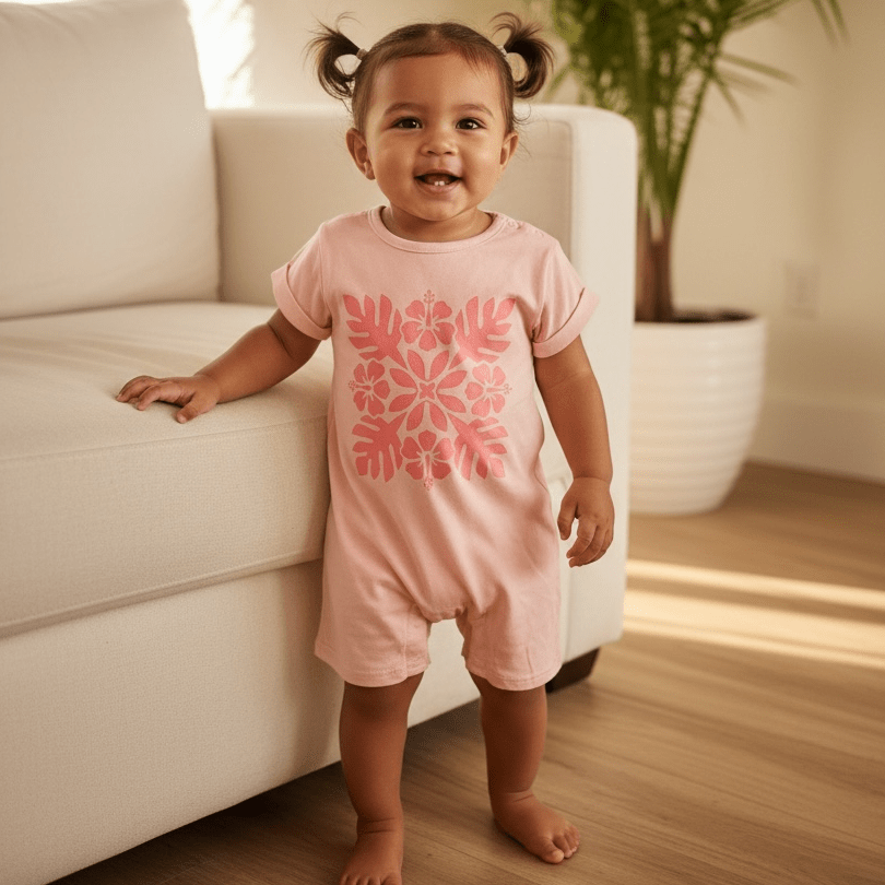 Hibiscus Quilt Jumpsuit (pink) - Sweet Sweet Honey Hawaii