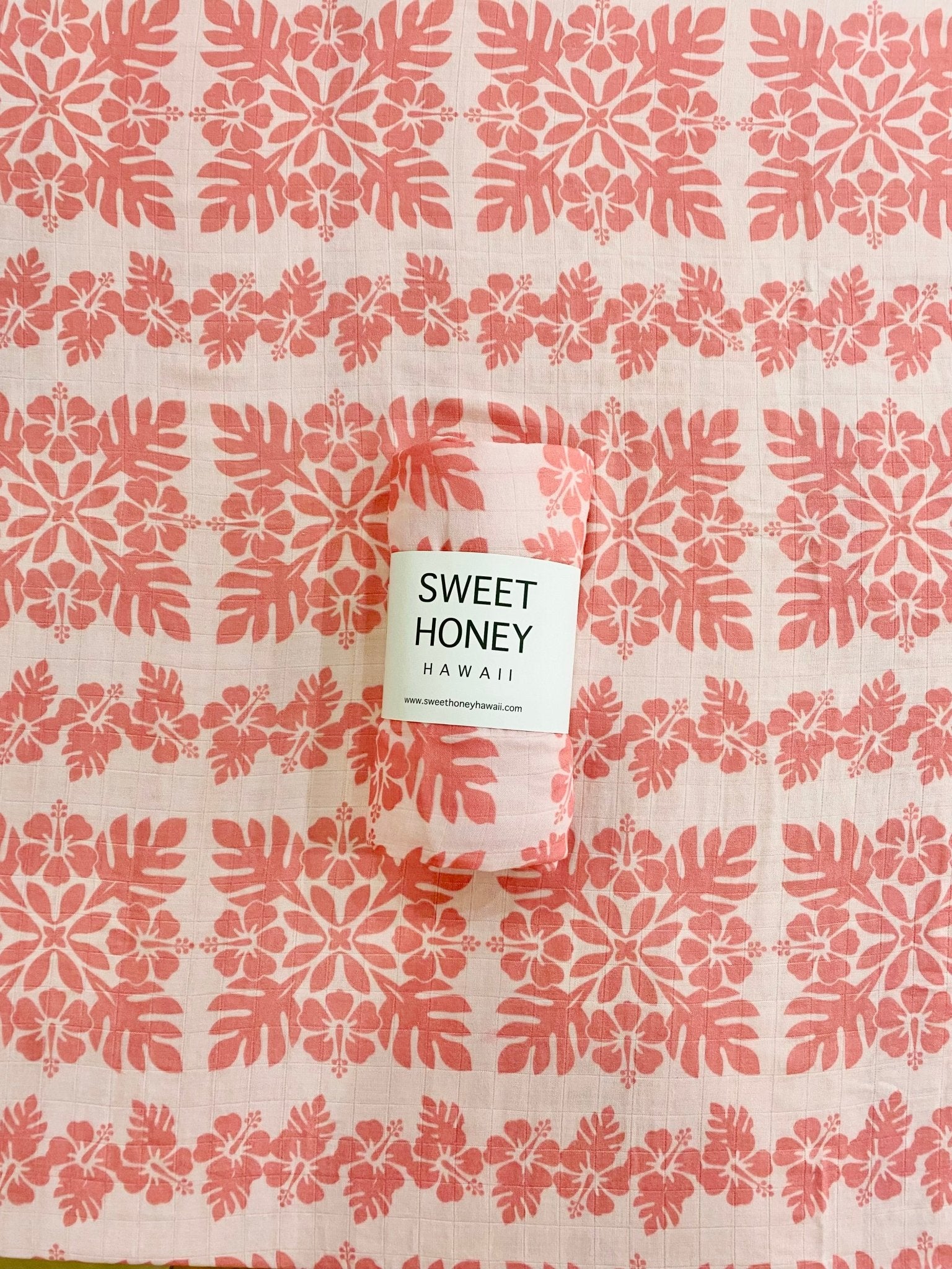Hibiscus Quilt Pink Swaddle Blanket - Sweet Sweet Honey Hawaii