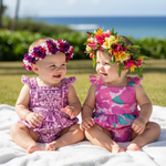Island Pink Hibiscus Emma onesie - Sweet Sweet Honey Hawaii