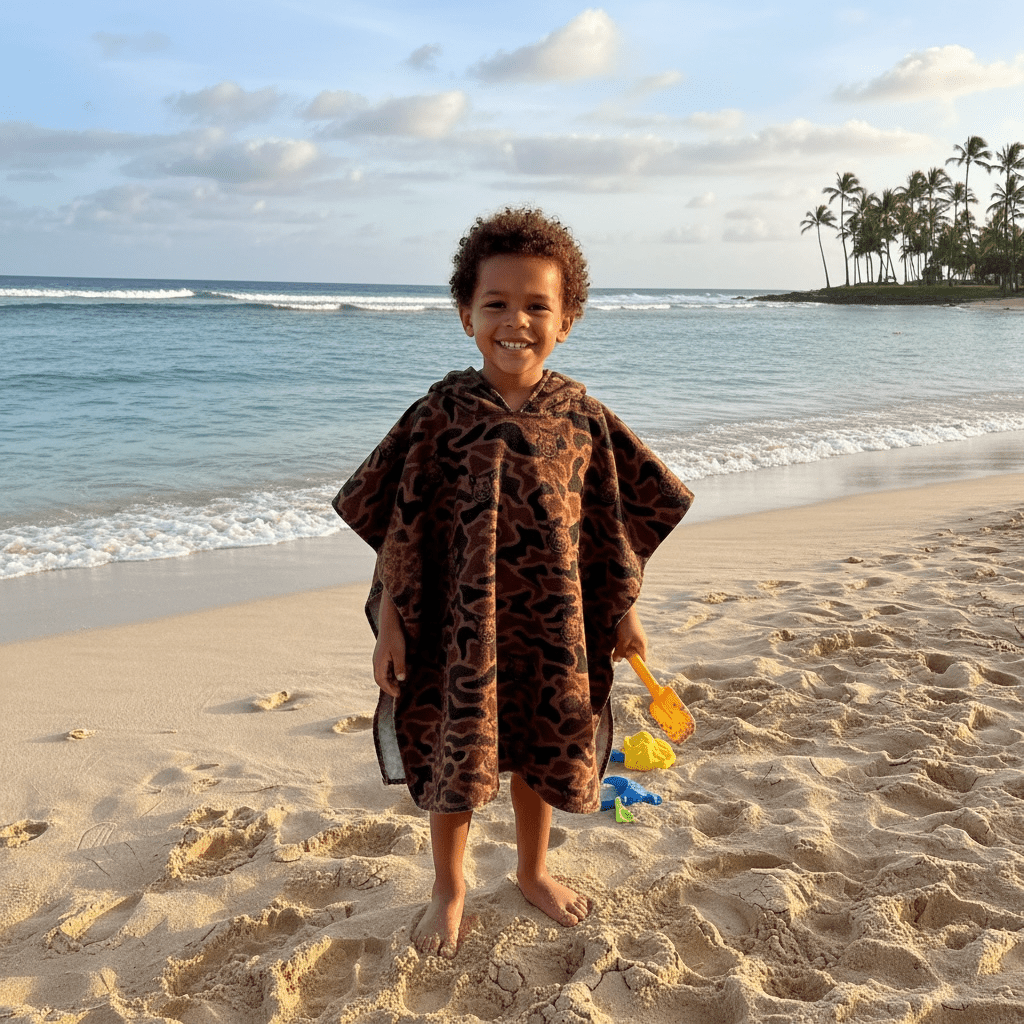 Kid's Brown Camo Boar Hooded Towel - Sweet Sweet Honey Hawaii