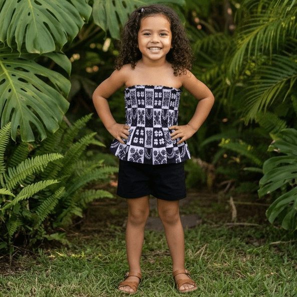Kid's Ho'opili Black Ka'a Tube Top - Sweet Sweet Honey Hawaii