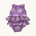 Lavender Hibiscus Ruffle Tank Romper - Sweet Sweet Honey Hawaii