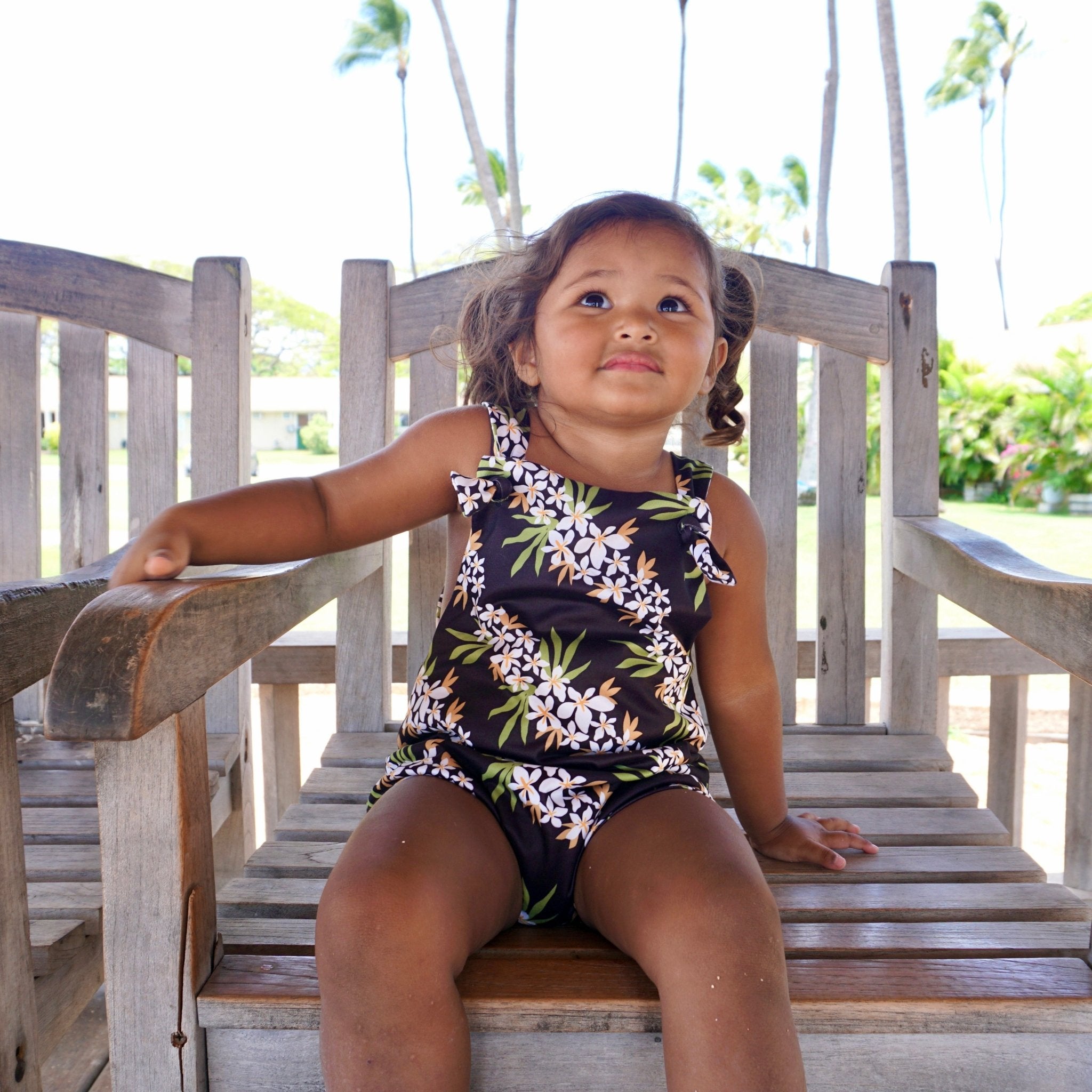 Lei Hiwa Black Knot tie romper - Sweet Sweet Honey Hawaii
