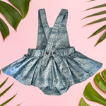 Light Blue Denim Quilt Ruffled Onesie - Sweet Sweet Honey Hawaii