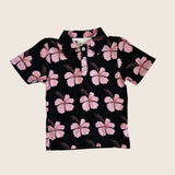 Midnight Hibiscus collared shirt - Sweet Sweet Honey Hawaii
