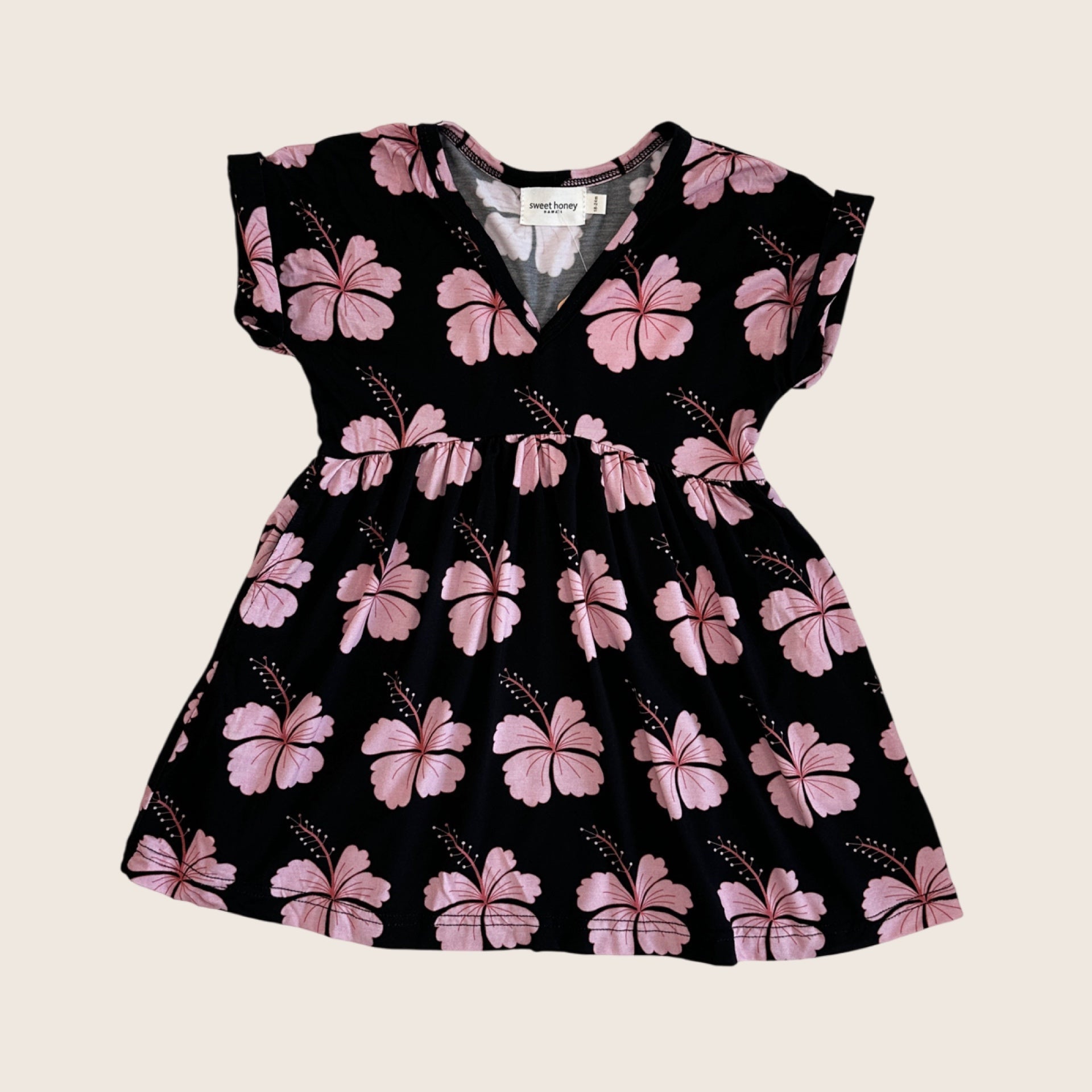 Midnight Hibiscus Tee Dress - Sweet Sweet Honey Hawaii