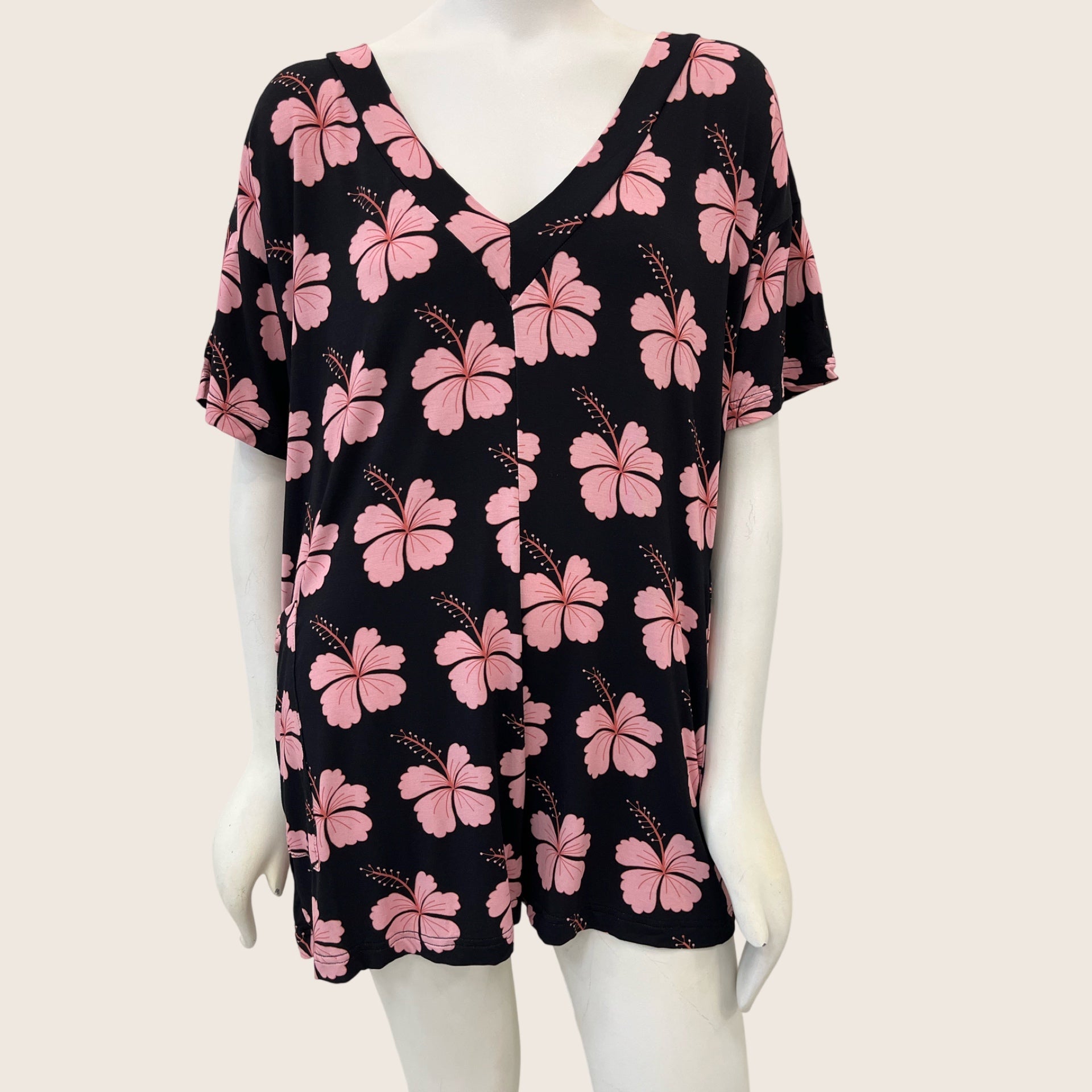 Midnight Hibiscus Tee Romper - Sweet Sweet Honey Hawaii