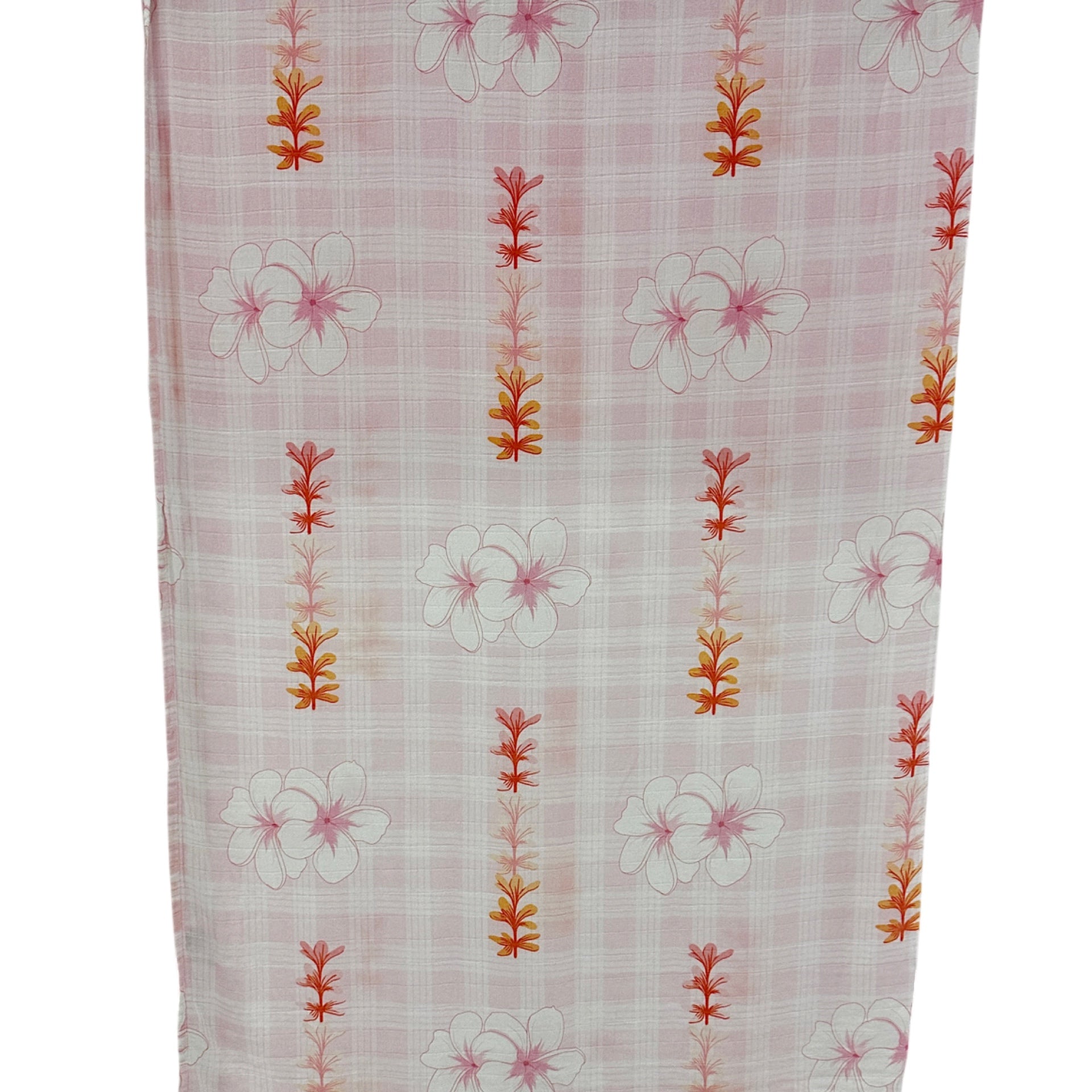 Pink plumeria Palaka Swaddle Blanket - Sweet Sweet Honey Hawaii