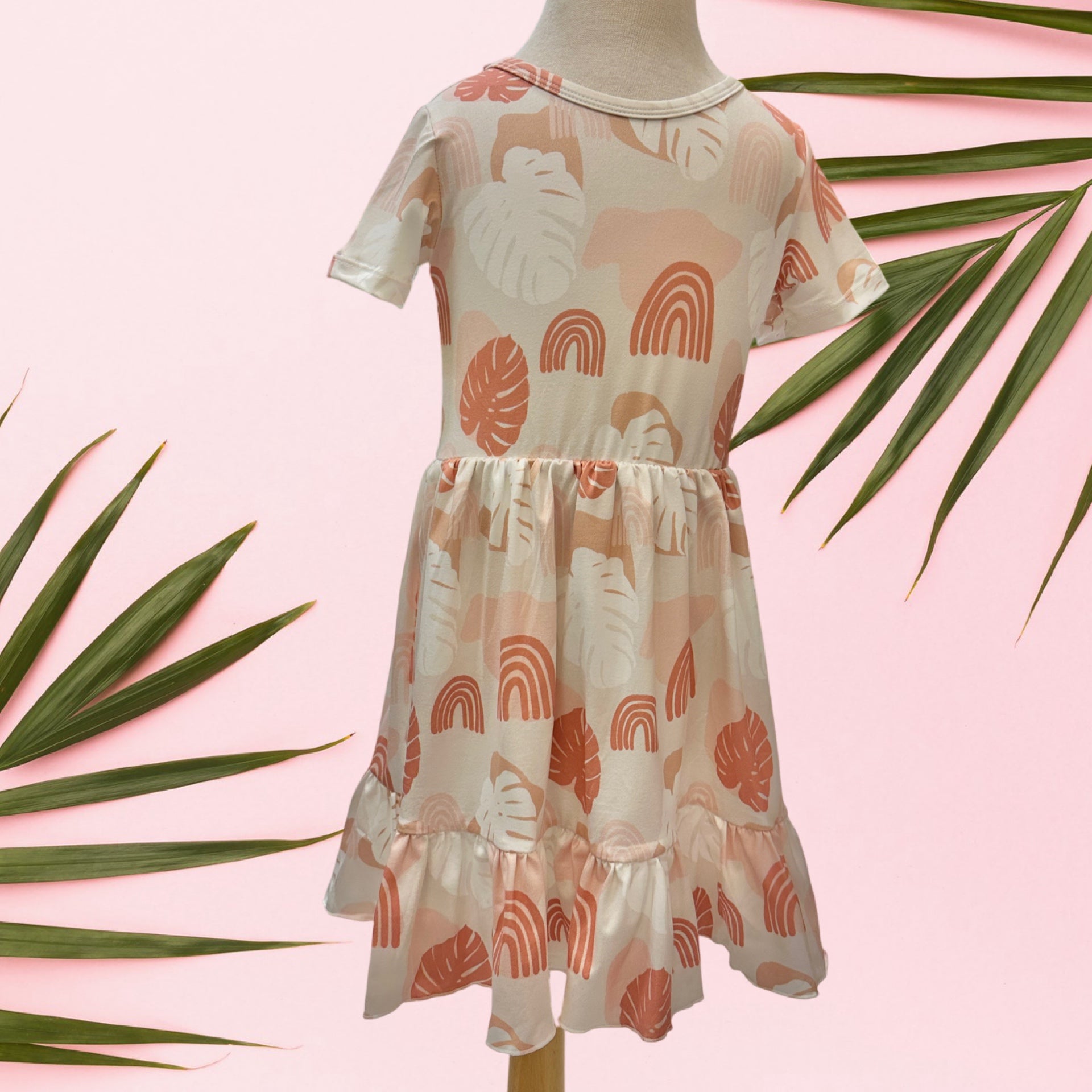 Rainbow Monstera Tee Dress - Sweet Sweet Honey Hawaii