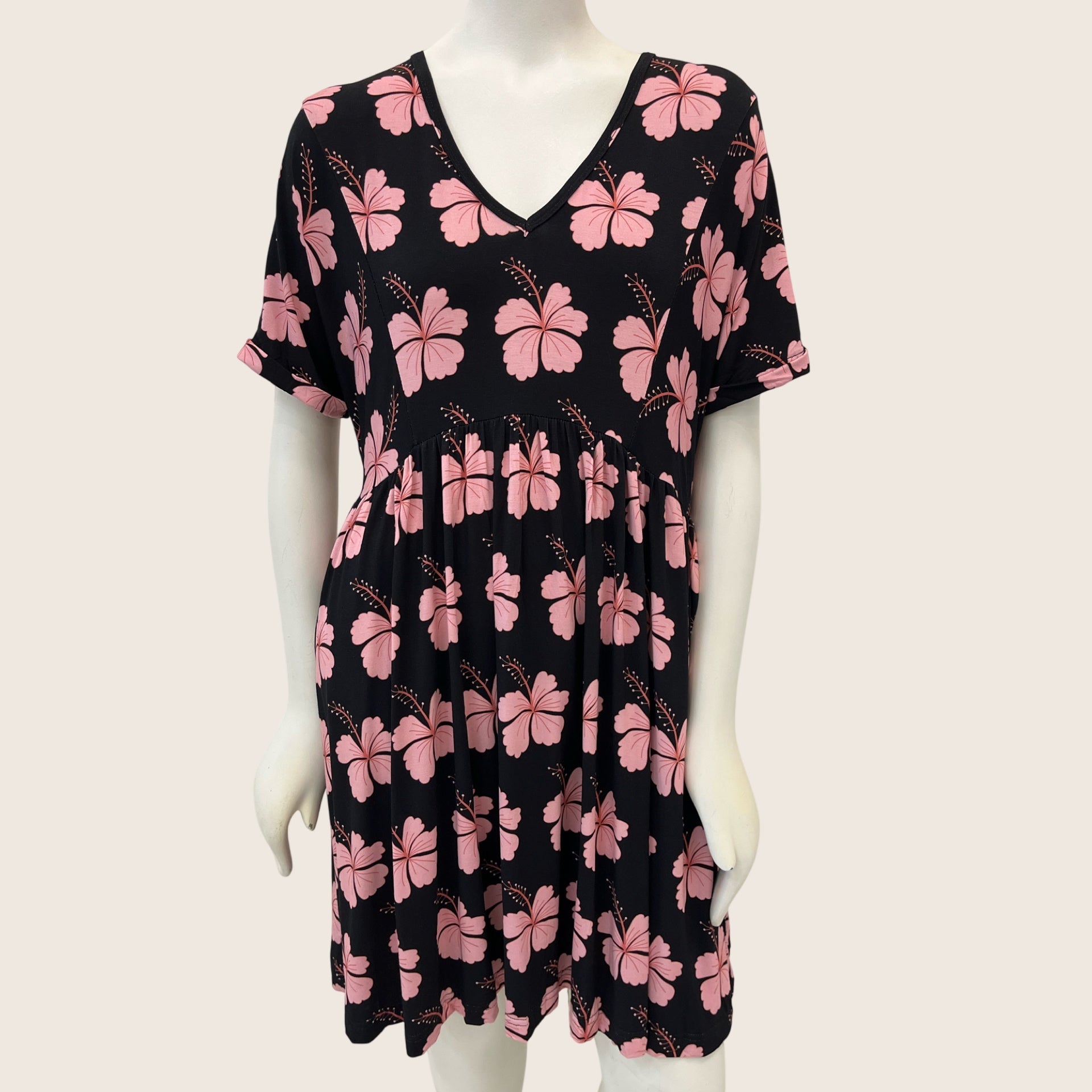 Women's Midnight Hibiscus Tee Dress - Sweet Sweet Honey Hawaii