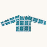 Women's Teal Quilt White Off the shoulder Sweater - Sweet Sweet Honey Hawaii